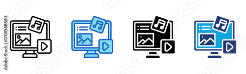 Multimedia icon Multi Style Vector Illustration