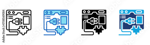 Web Plugin icon Multi Style Vector Illustration
