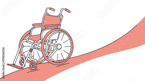Illustration of wheelchair on ramp accessibility for disabled persons and mobility access needs