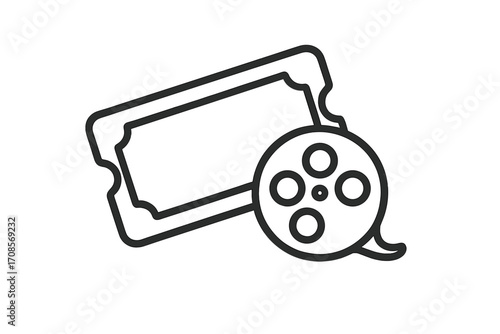 Smartphone ticket icon in linear style, vector cartoon illustration with transparent background, movie pass, cinema admission, digital event ticket, modern mobile booking concept