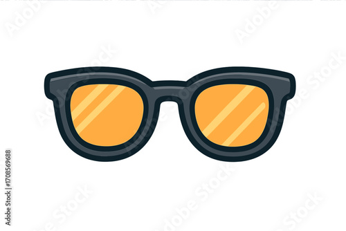 Sunglasses icon flat style summer glasses with orange reflective lenses, vector cartoon illustration, transparent background, stylish eyewear accessory for sunny days
