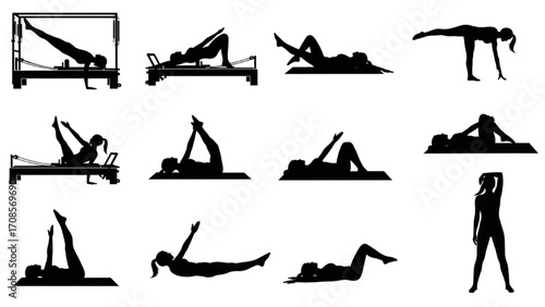 Vector Illustration of Fitness and Gym Activity Silhouettes Art Vector Design AI EPS PNG