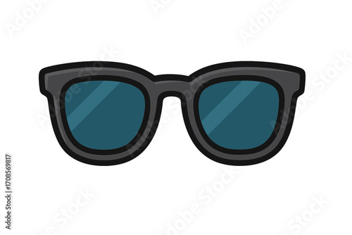 Vector cartoon sunglasses icon with flat style, summer glasses illustration, transparent background, stylish eyewear design for summer fashion, accessory, and outdoor use