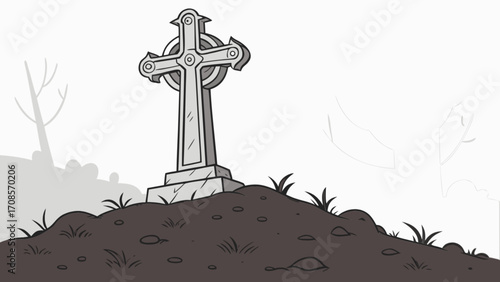 Celtic cross gravestone illustration vector art for cemetery memorial day remembrance and funeral design