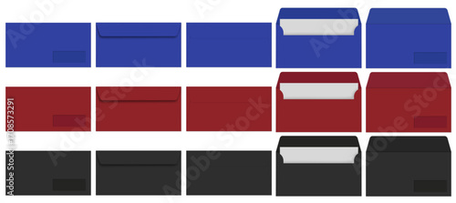 small ENVELOPE red blue black WITH WINDOW