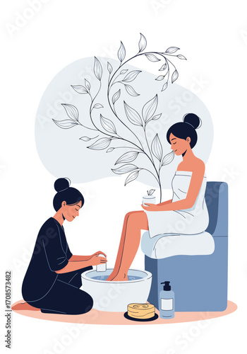 A person receives a relaxing foot massage and pedicure treatment.