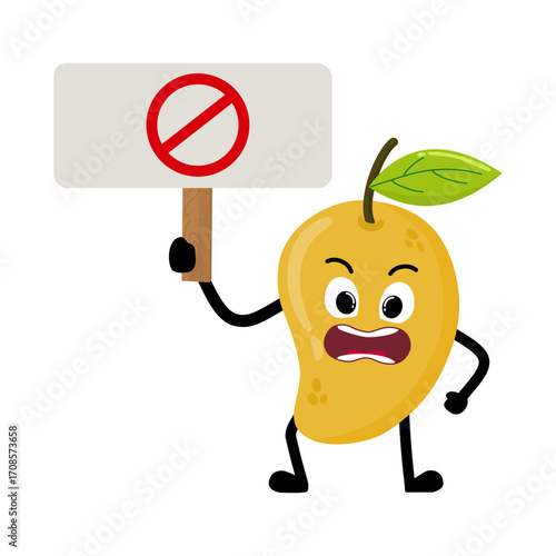 Cute Hand Drawn Protesting Mango Saying No