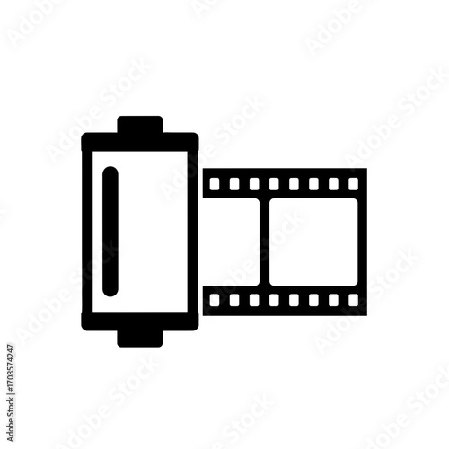 Simple black icon of a photographic film roll
