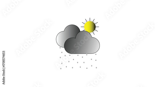 Weather Forecast Illustration Depicting Cloudy Skies with Rain Showers and a Glimmer of Sunshine Adding a Touch of Hope
