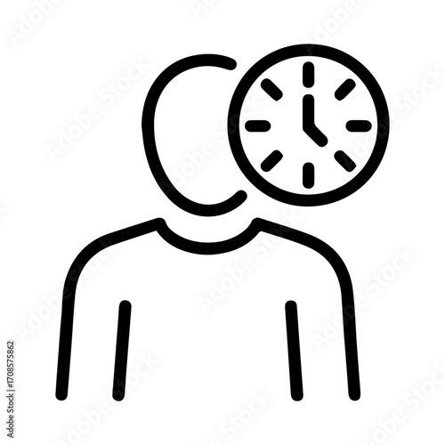 Icon representing a person with a clock, symbolizing time management and punctuality.