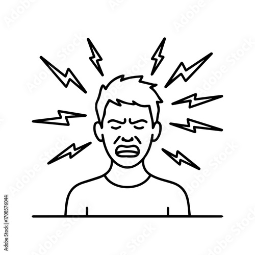 Man feeling intense stress and overwhelmed by radiating negative energy.