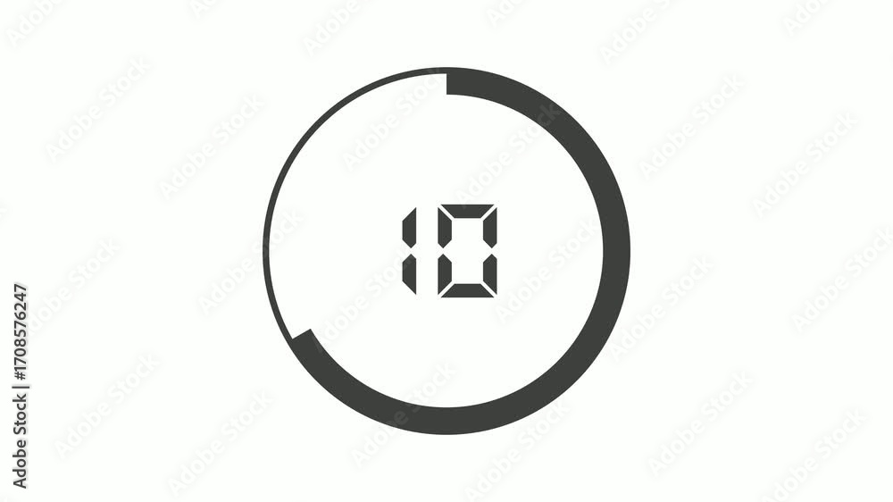 15 second countdown timer animation from 15 seconds to 0 seconds on a transparent background, thirty seconds countdown timer with alpha channel in 4k with dashes circle