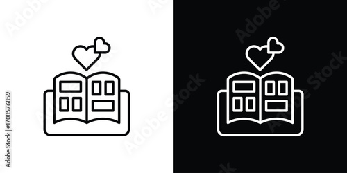Wedding album icon in line design. Editable stroke icons.