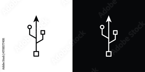 USB connection icon in line design. Editable stroke icons.