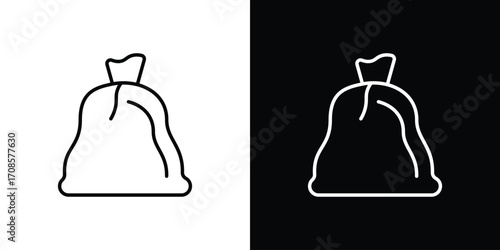 Trash bag icon in line design. Editable stroke icons.