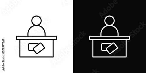 Ticket office icon in line design. Editable stroke icons.