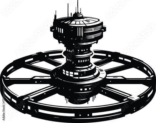 Outer space station satellite vector illustration isolated on a white background