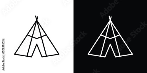 Tepee icon in line design. Editable stroke icons.