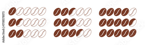 Arabica coffee roast level infographic. Vector illustration with beans, grind scale from coarse to fine, flavor strength icons, espresso and barista symbols. Perfect for cafe menu, packaging