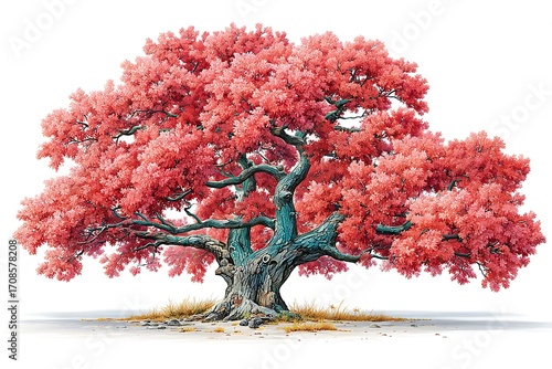 Wallpaper Mural Vibrant pink foliage northern red oak tree high resolution picture Torontodigital.ca
