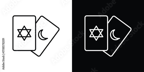 Tarot icon in line design. Editable stroke icons.