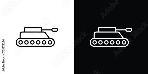 Tank icon in line design. Editable stroke icons.