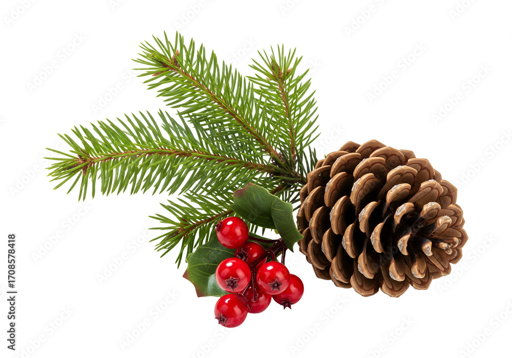 Fototapeta premium christmas tree branch with cones