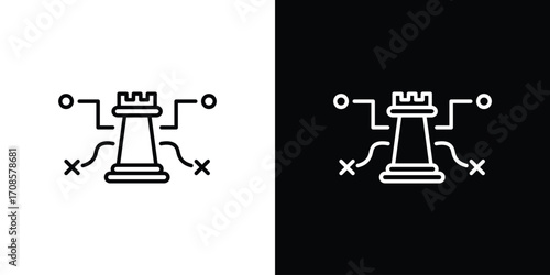 Strategical planning icon in line design. Editable stroke icons.