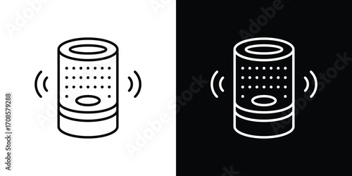 Smart speaker icon in line design. Editable stroke icons.