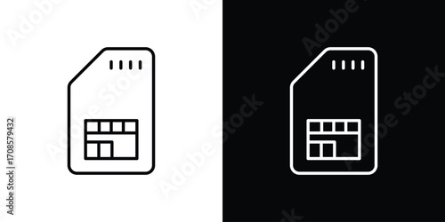 Sim icon in line design. Editable stroke icons.