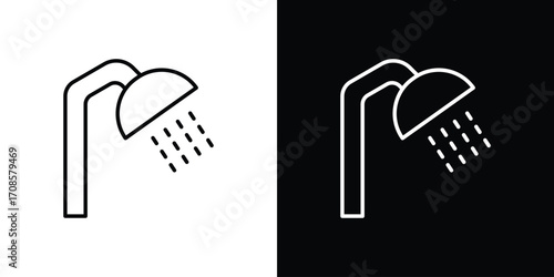 Shower place icon in line design. Editable stroke icons.