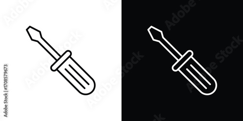Screwdriver icon in line design. Editable stroke icons.