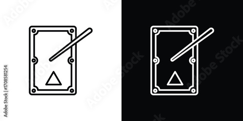 Pool table icon in line design. Editable stroke icons.