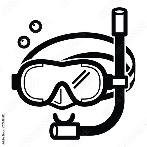Vector art of a snorkel and diving mask isolated on white background