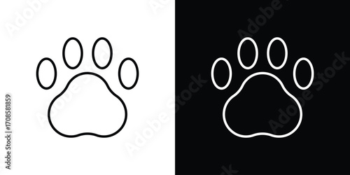 Paw icon in line design. Editable stroke icons.