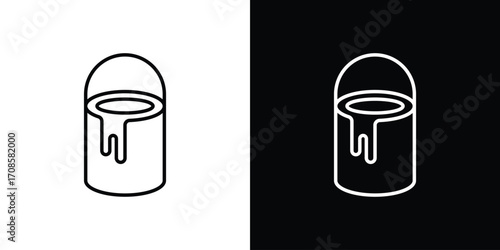 Paint bucket icon in line design. Editable stroke icons.