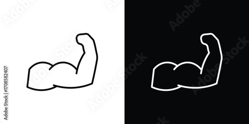 Muscle icon in line design. Editable stroke icons.
