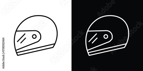 Motorcycle helmet icon in line design. Editable stroke icons.