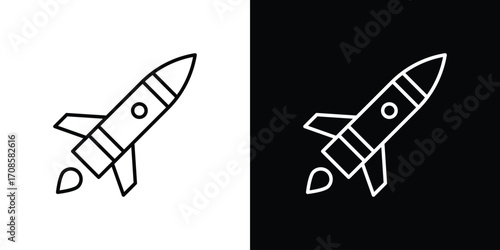 Missile icon in line design. Editable stroke icons.