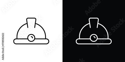 Mining Helmet icon in line design. Editable stroke icons.