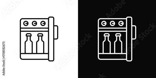 Minibar icon in line design. Editable stroke icons.