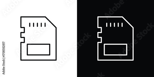 Memory card icon in line design. Editable stroke icons.