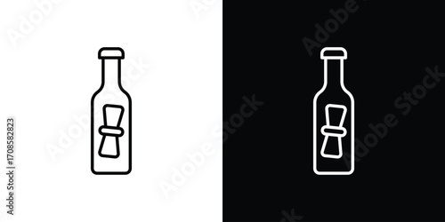 Message In a Bottle icon in line design. Editable stroke icons.