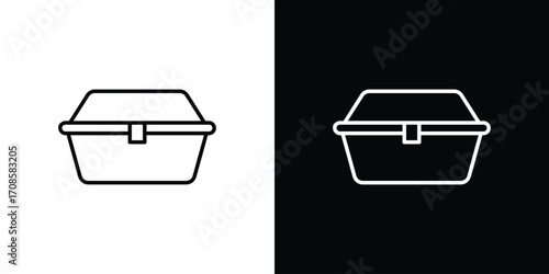 Lunch box icon in line design. Editable stroke icons.