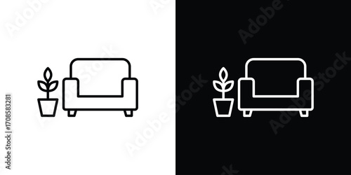 Lounge icon in line design. Editable stroke icons.