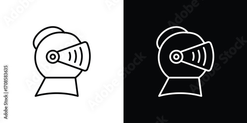 Knight helmet icon in line design. Editable stroke icons.