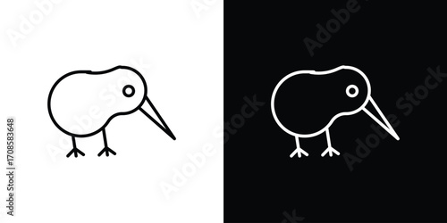 Kiwi bird icon in line design. Editable stroke icons.