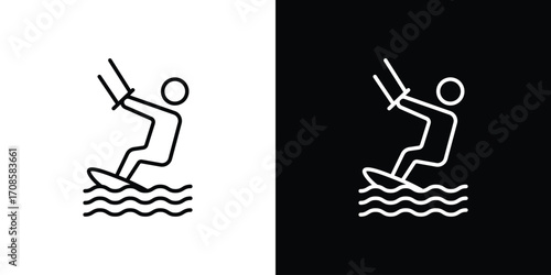 Kitesurf sign icon in line design. Editable stroke icons.