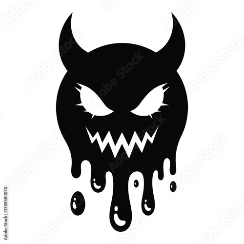 Vector art of melting monster with dripping slime isolated on white background