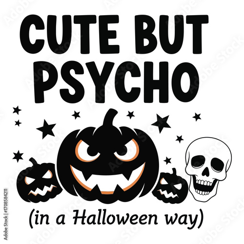 Vector art of a cute but psycho halloween design isolated on white background